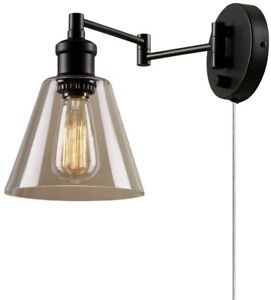 Light Dark Bronze Plug-In Hardwire Industrial Wall Sconce Lighting Fixture Home 