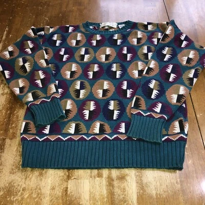 Henry Grethel Abstract Multi Colored Knitted Handframe Size Small Cotton Green - Image 1 of 4
