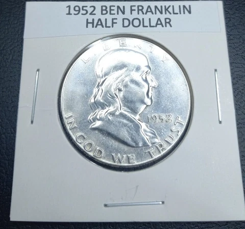 1952-P BEN FRANKLIN 90% SILVER HALF DOLLAR ALMOST UNCIRCULATED CONDITION Cover