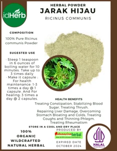 [idHerb] 50-500 Gramm Pulver Jarak Hijau Ricinus Communis Bio WildCrafted - Bild 1 von 3