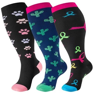 3 Pairs Plus Size Compression Socks Extra Wide Calf Women&Men 20-30mmHg Suppo... - Picture 1 of 7