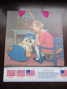 VINTAGE JESSIE WILLCOX SMITH(1863-1935)PRINT GIRL ASK QUIET BABY SLEEP 8 1/2" - Picture 1 of 2