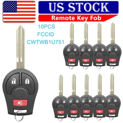 Lote 10 Llaveros Remotos para Nissan Rogue Sentra Versa NV200 Cube Juke CWTWB1U751 Foto 1 de 4