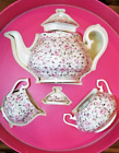 Ensemble de thé 3 pièces Royal Albert Rose Confetti théière sucre et crème en boîte avec étiquette