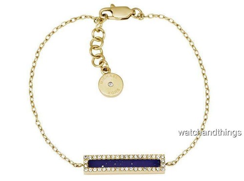 Nuovo Bracciale Michael Kors Lapislazzuli e Cristalli Colore Oro MKJ4249710 $95