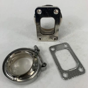 Adaptador recto de brida de banda en V de 3" a brida de perno T3-4 + abrazadera de banda en V + junta - Imagen 1 de 14