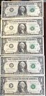 $1 Dollar Bill Lucky Triples Lot Of 5 Notes Fancy Serial Number Collections