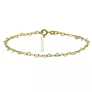 Gelbgold geblitzt Sterlingsilber offenes Herz Gliederkette Fußkettchen - Bild 1 von 3