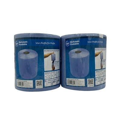 WERKSTATT-PRODUKTE GMBH 2x Putztuchrolle 2-lagig 446 Blatt Werkstattrolle blau Putzrolle Putztuch