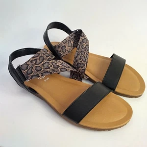 Sandalias Bella Vita de cuero y tela con estampado de serpiente elásticas 9,5 Beach Resort Piscina - Imagen 1 de 4