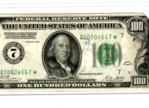 $100 "STAR"STAR"STAR" (LOW SERIAL) (1928) "RARE STAR"!!  (NUMBER 7) LOW SERIAL!! - Picture 1 of 3