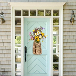 Gewebter rechteckiger Wandbehang Korb grün Wasserhyazinthe Boho Dekoration Zuhause - Bild 1 von 7