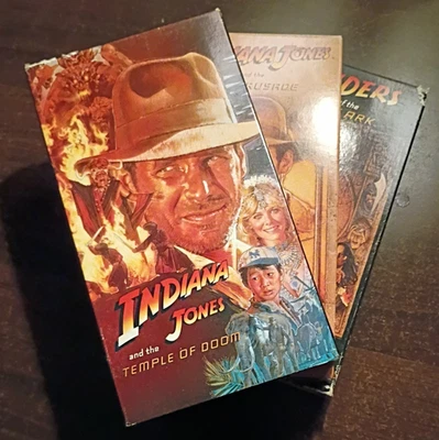 Indiana Jones Trilogy VHS Raiders of Lost Ark Temple of Doom Last Crusade 1989 - Image 1 of 4