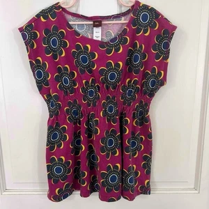 Tee Gr. 10 lila Blumenmuster Top - Bild 1 von 3