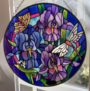 Joan Baker Vitral Pintado a Mano Atrapasol Floral Mariposa Libélula Abeja - Imagen 1 de 5