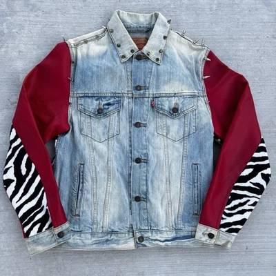 Chaqueta Levi’s Tipo 2 Personalizada Punk Rock Denim Cuero Tachonado Picos Rara 1 de 1  Foto 1 de 4