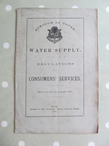 BOROUGH OF DOVER WATER SUPPLY REGULATIONS BOOKLET DATED 1879 - Picture 1 of 5