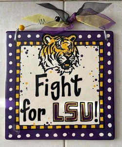 LSU Louisiana Tigers Porcelain Hanging picture 8” H x 8” W- Pre-owned - Picture 1 of 6
