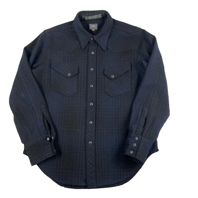 G-Star Raw Heavy Wool Blend Tacoma Black Blue Check Pearl Snap Size M - Image 1 of 4