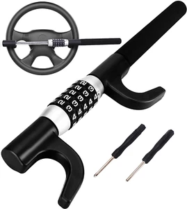Steering Wheel Lock anti Theft Security Extendable Device Retractable Keyless Pa - Picture 1 of 12