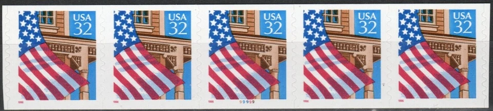 US Scott #2915A Plate strip of 5 #99999, MNH - Image 1 of 1