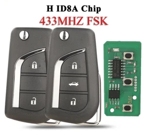 2/3B 433Mhz FSK H ID8A Chip Flip Remote Car key For 2018+ Toyota Corolla RAV4 - Picture 1 of 7