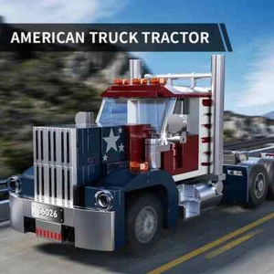 American Truck Tractor Building Blocks Connectable Container Trailer Truck Brick - Picture 1 of 8