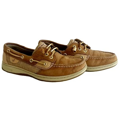 Sperry Topsiders Leather Women's 7M Gold Lace NM Shoes HW1 - Изображение 1 из 4