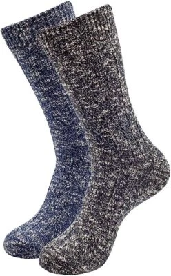 6 Pack 95% Cotton Crew Socks Cold Weather Thermal Outdoor Hiking Ragged Socks - Image 1 of 4