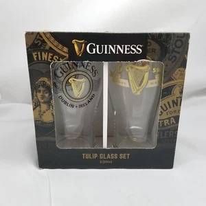 Guinness 2er Set verpackt Tulpengläser Harfe Logos 20oz Neu - Bild 1 von 6