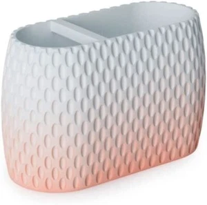 BLUE CANYON MILANO WHITE & PINK TOOTHBRUSH PASTE BATHROOM DUAL HOLDER CUP TUB - Picture 1 of 2