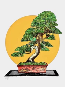 LIMITED 11”x14” Wall Art Print of Bonsai Tree Signed Artwork Japanese Juniper - Picture 1 of 1