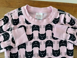 Hanna Andersson Long John Pajama Top Shirt Halloween Cats Pink Girls Sz US 8 130 - Picture 1 of 8