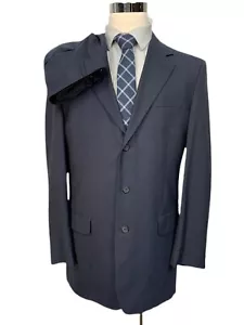 Tuta Jos A Bank uomo blu navy lana gessato 2 pezzi 41L giacca 34/32 pantaloni - Foto 1 di 12