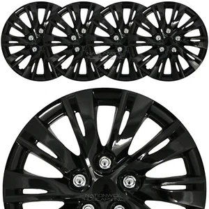 16" Set of 4 Black Wheel Covers Snap On Full Hub Caps fits R16 Tire & Steel Rim - Picture 1 of 8