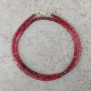 Cadena de rubí facetada plata de ley 925 hecha a mano única piedra curativa K578 - Imagen 1 de 4