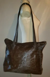 Vintage Big Echtkalb Kuhfell Handtasche Shopper Bag dunkelbraun Southwestern Geldbörse - Bild 1 von 9