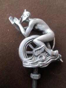 rare satan on tire lucifer devil ratrod vintage car hood ornament - Picture 1 of 4