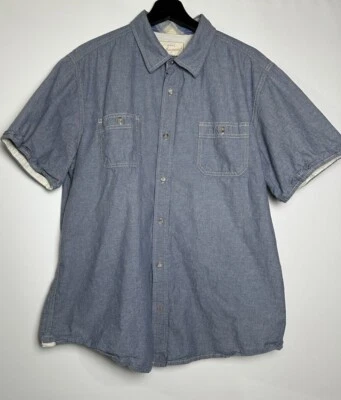 Camisa impermeable vintage con cuello para hombre XL azul denim manga corta abotonada Foto 1 de 4