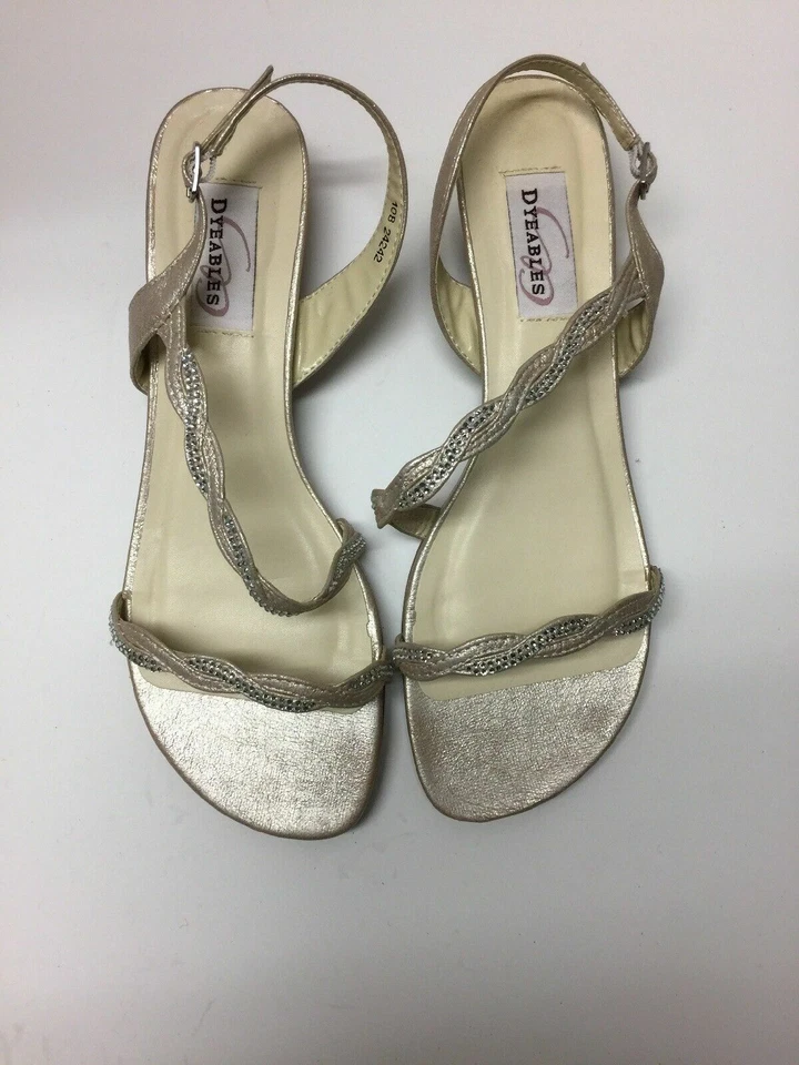 Sandalia de tacón Dyeables para dama de 1 pulgada talla 10 B correas con joyas A233 Foto 1 de 4