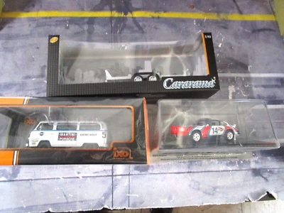 SET VW Bus T2 Martini Service + Porsche 911 SC Safari 1978 + Trailer 3x 1:43 - Bild 1 von 4