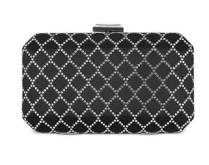 Inc International Concepts Sasha Satin Sparkle Clutch BLACK SILVER - Picture 1 of 4