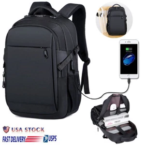 16 inch Notebook Laptop Backpack With USB Port Black School College Business Bag - Picture 1 of 13