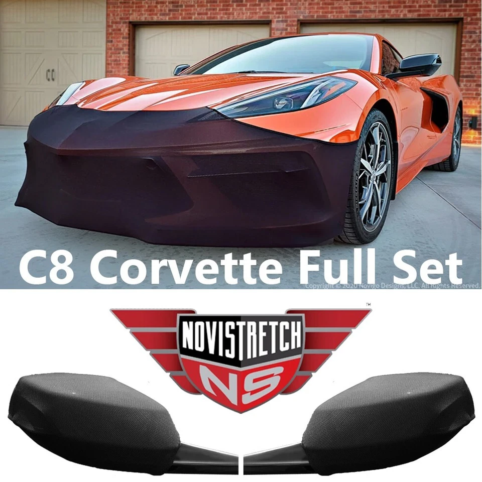 Máscara de nariz de parachoques delantero Corvette C8 2020-2024 + conjunto de sujetadores de malla NoviStretch Foto 1 de 4