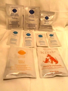 Scentsy Tester Samples Lot of 9 various Laundry, Body Cream Wash, Pet Shampoo - Picture 1 of 4