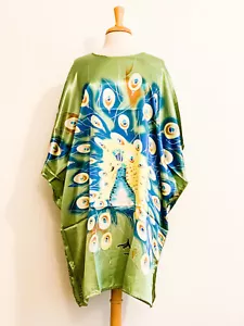 Plus Size 39 inches long Loose Night Sleep Wear Beach Gown Peacock/Butterfly - Picture 1 of 7