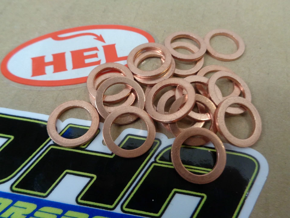10x Motorcycle Brake Line Banjo Bolt Copper Crush Washers M10 suit HEL Goodridge - Image 1 of 1