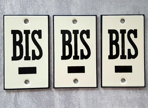 Vintage French house number BIS door wall plate plaque enamel steel metal sign Cover