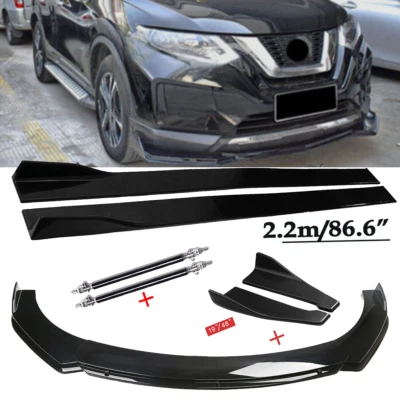 For Nissan Rogue Qashqai Front Bumper Lip Spoiler Side Skirts Rear Lip Glossy Foto 1 de 4