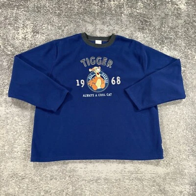 Sudadera De Colección Disney Tigger XL Azul Polar Pullover Cosido Gráfico Logo Y2K Foto 1 de 4